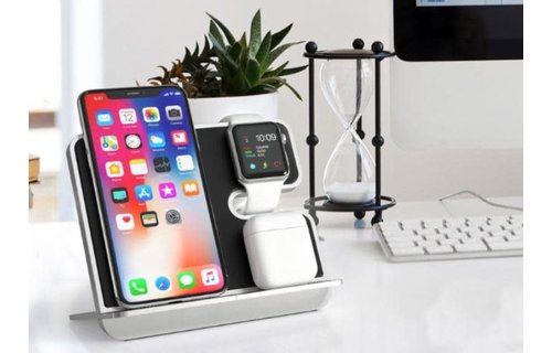 iComboStand Pro 4-in-1 Ultimate Wireless Charging Station - Silver