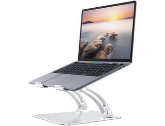 Aluminum Alloy Notebook and Laptop Stand for Desk, Ergonomic Height Angle Adjustable - Silver