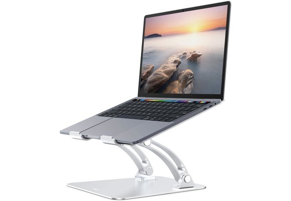 Aluminum Alloy  Notebook and Laptop Stand for Desk, Ergonomic Height Angle Adjustable -  Silver
