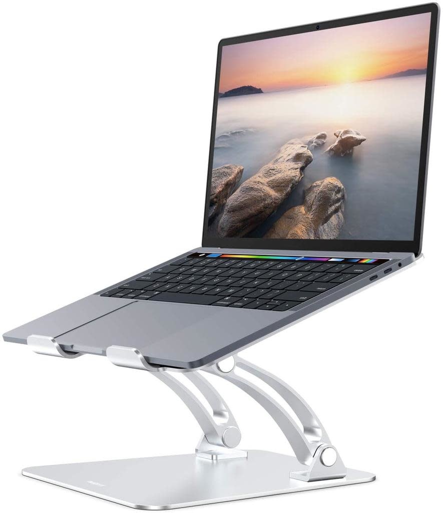 Aluminum Alloy  Notebook and Laptop Stand for Desk, Ergonomic Height Angle Adjustable -  Silver