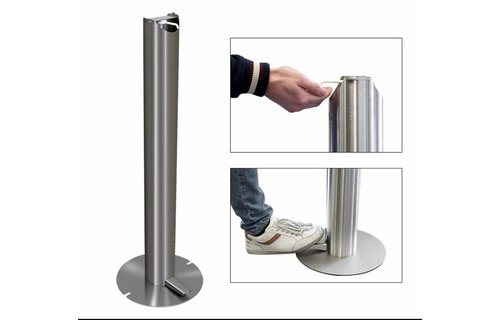 Hospital Stainless Steel Touchless Soap Foot Pedal Hand Sanitizer Dispenser Floor Stand Anti Finger Print finish