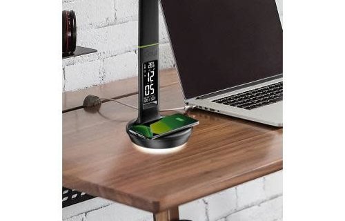 Goui NURU+D Ultra Led Table Lamp + Wireless 10W + Speaker + Digital clock  USB 3.0 and USB-C 30w  - Black