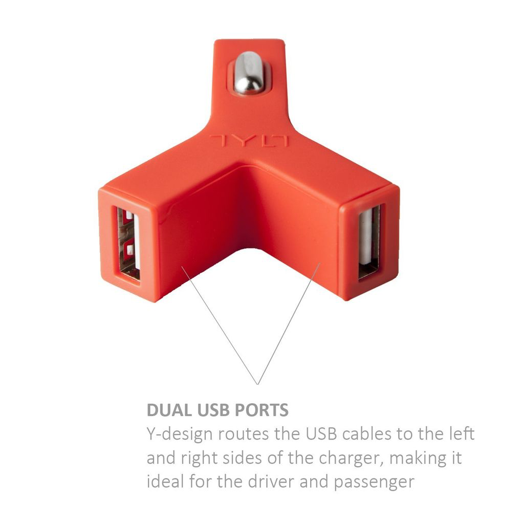 TYLT Y-Charge Dual USB Car Charge - Red