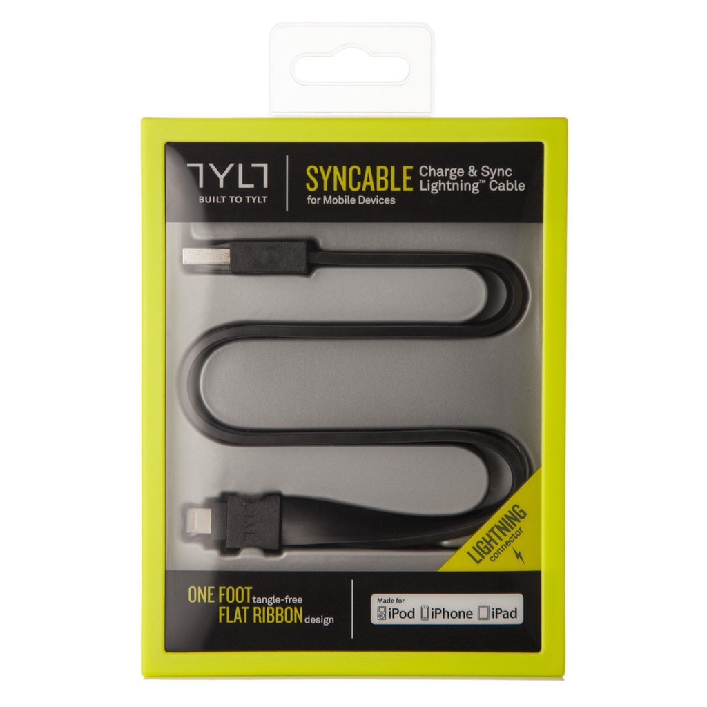 TYLT USB To  Lightning Charge and Sync Cable 1foot/30cm  - Black