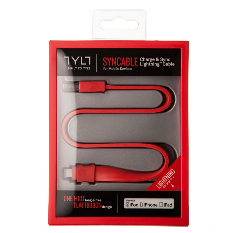 TYLT USB To Lightning Charge and Sync Cable 1foot/30cm - Red
