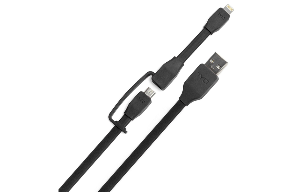 TYLT Sync and Charge Cable Duo Lightning+Micro to USB 1M  - Black