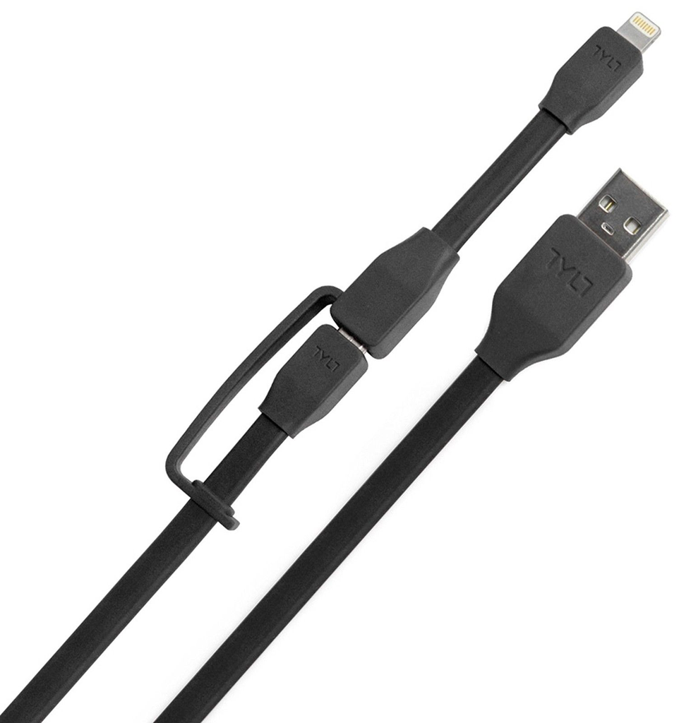 TYLT Sync and Charge Cable Duo Lightning+Micro to USB 1M  - Black