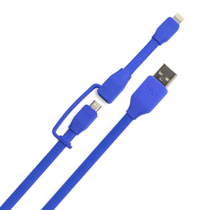 TYLT Sync and Charge Cable Duo Lightning+Micro to USB 1M  - Blue