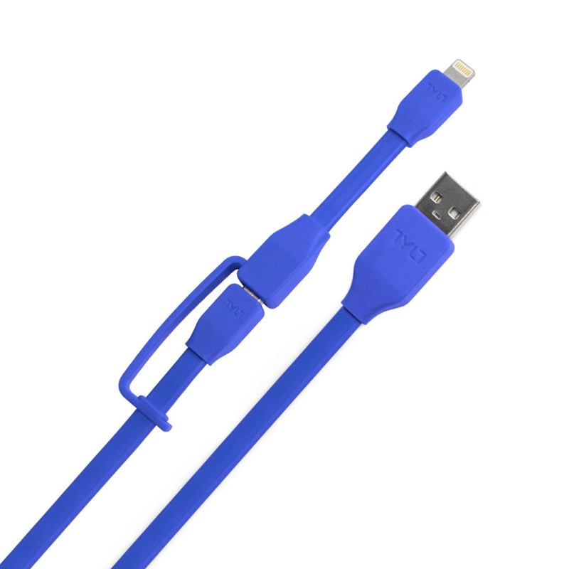 TYLT Sync and Charge Cable Duo Lightning+Micro to USB 1M  - Blue