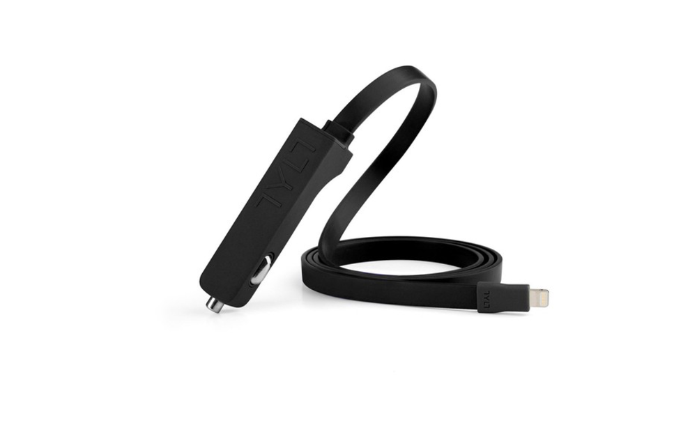 TYLT 4.8A Car Charger with Lightning Cable + Bonus Universal USB Port - Black