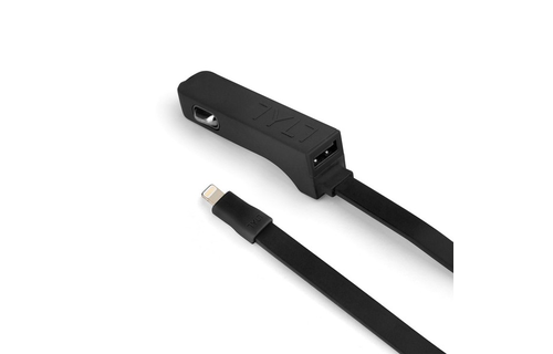 TYLT 4.8A Car Charger with Lightning Cable + Bonus Universal USB Port - Black