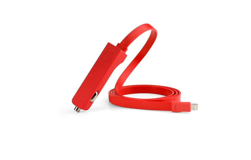 TYLT 4.8A Car Charger with Lightning Cable + Bonus Universal USB Port - Red