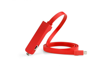 TYLT 4.8A Car Charger with Lightning Cable + Bonus Universal USB Port - Red