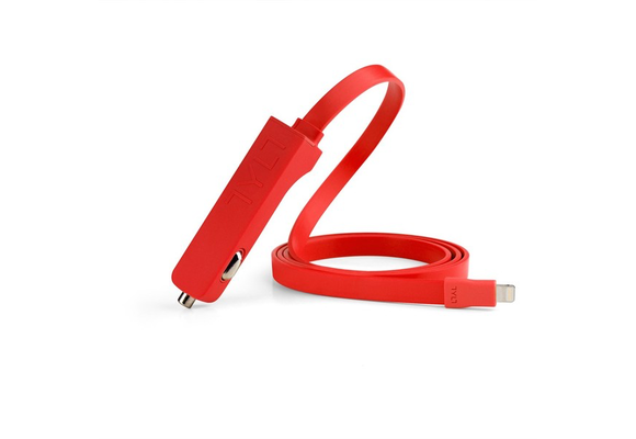 TYLT 4.8A Car Charger with Lightning Cable + Bonus Universal USB Port - Red