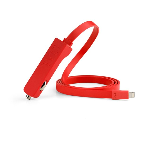 TYLT 4.8A Car Charger with Lightning Cable + Bonus Universal USB Port - Red