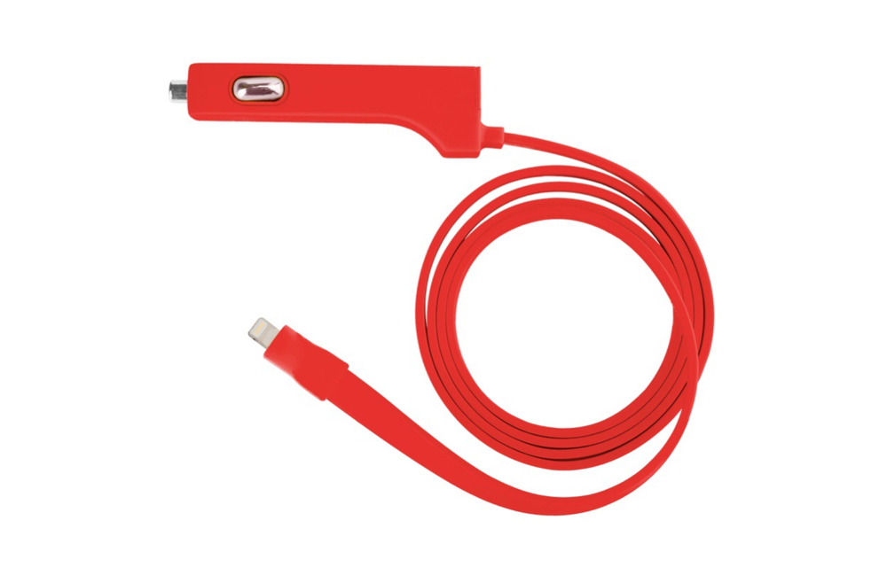 TYLT 4.8A Car Charger with Lightning Cable + Bonus Universal USB Port - Red