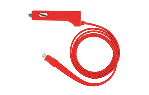 TYLT 4.8A Car Charger with Lightning Cable + Bonus Universal USB Port - Red