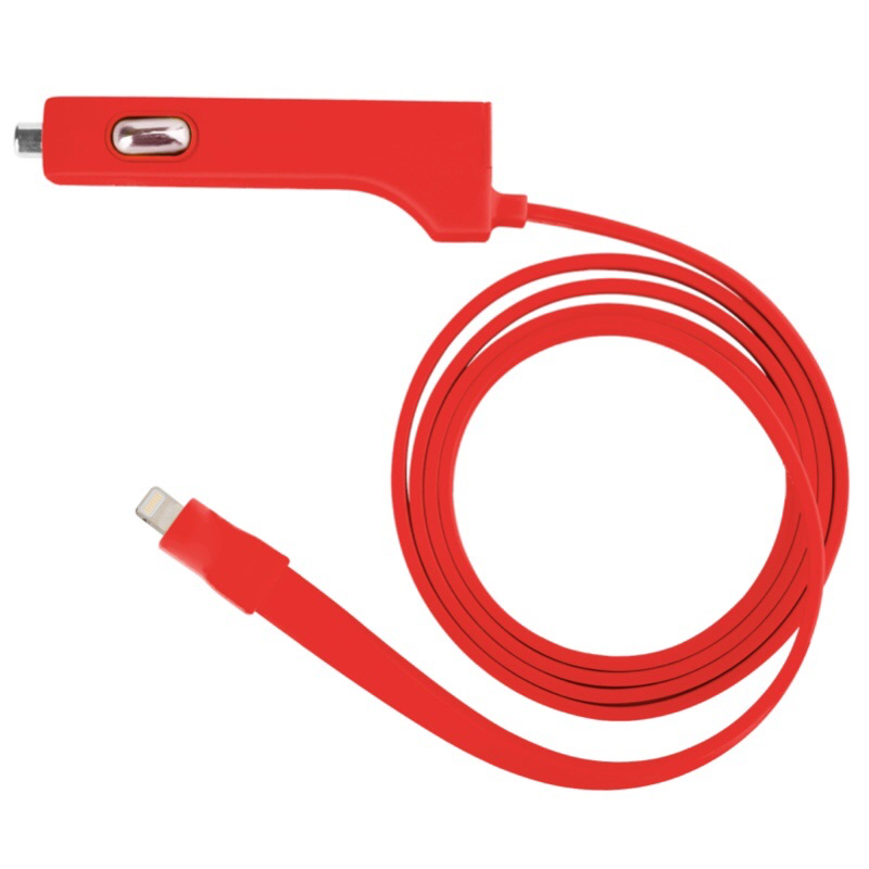 TYLT 4.8A Car Charger with Lightning Cable + Bonus Universal USB Port - Red