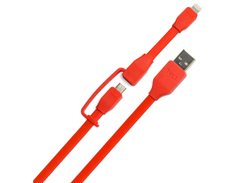 TYLT Sync and Charge Cable Duo Lightning+Micro to USB 1M  - Red
