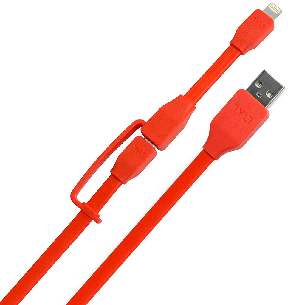 TYLT Sync and Charge Cable Duo Lightning+Micro to USB 1M  - Red