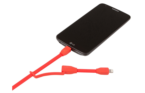 TYLT Sync and Charge Cable Duo Lightning+Micro to USB 1M  - Red