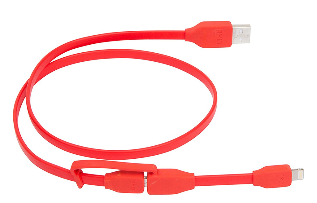 TYLT Sync and Charge Cable Duo Lightning+Micro to USB 1M  - Red