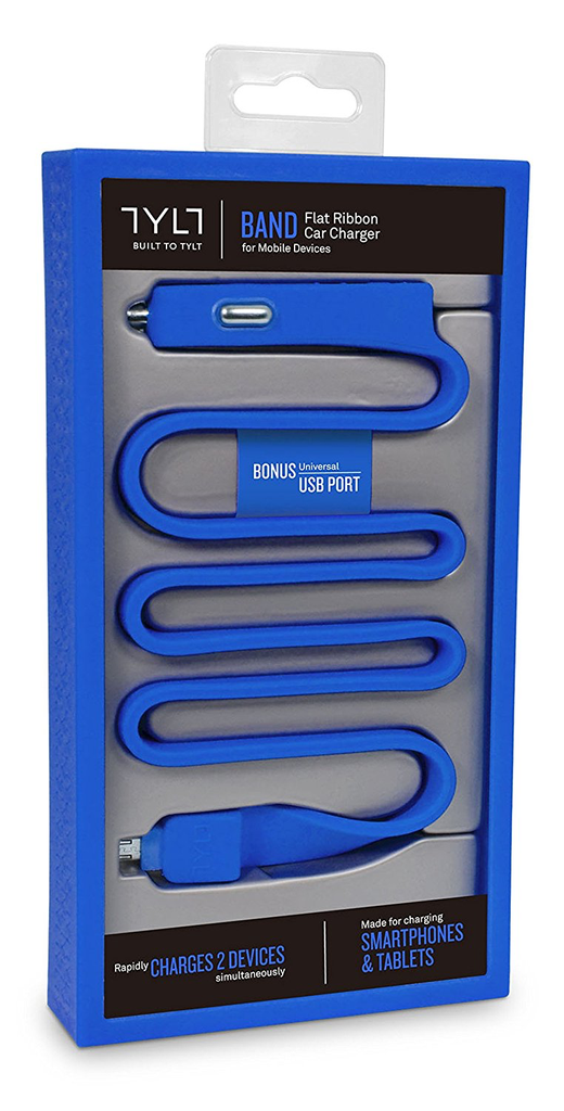 TYLT 2.1A Car Charger with Micro Cable + 1x Bonus Universal USB Port - Red