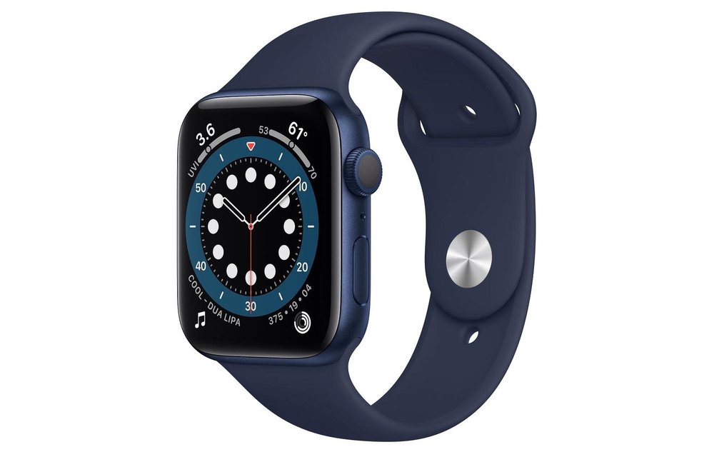 Apple Watch Series 6 GPS, 44mm Aluminum Case with Deep Navy Sport Band - Navy Blue