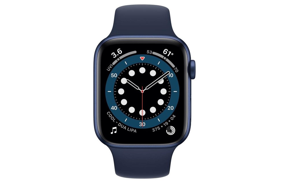 Apple Watch Series 6 GPS, 44mm Aluminum Case with Deep Navy Sport Band - Navy Blue