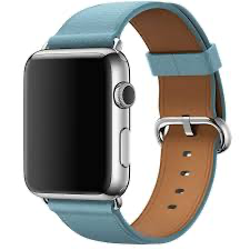 Apple Watch Classic Buckle 316L Stainless Steel Buckle  Band for Apple Watch  42mm (Also fit 44/45/46/49mm) - Blue jay Leather
