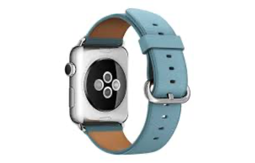 Apple Watch Classic Buckle 316L Stainless Steel Buckle  Band for Apple Watch  42mm (Also fit 44/45/46/49mm) - Blue jay Leather