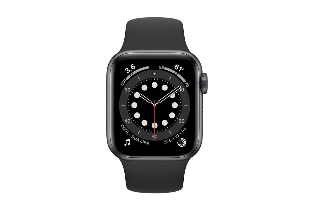 Apple Watch Series 6 GPS, 44mm Aluminum Case with Black Sport Band - Space Gray