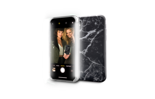 LuMee Selfie Light Case for Phone X/Xs - Black Marble