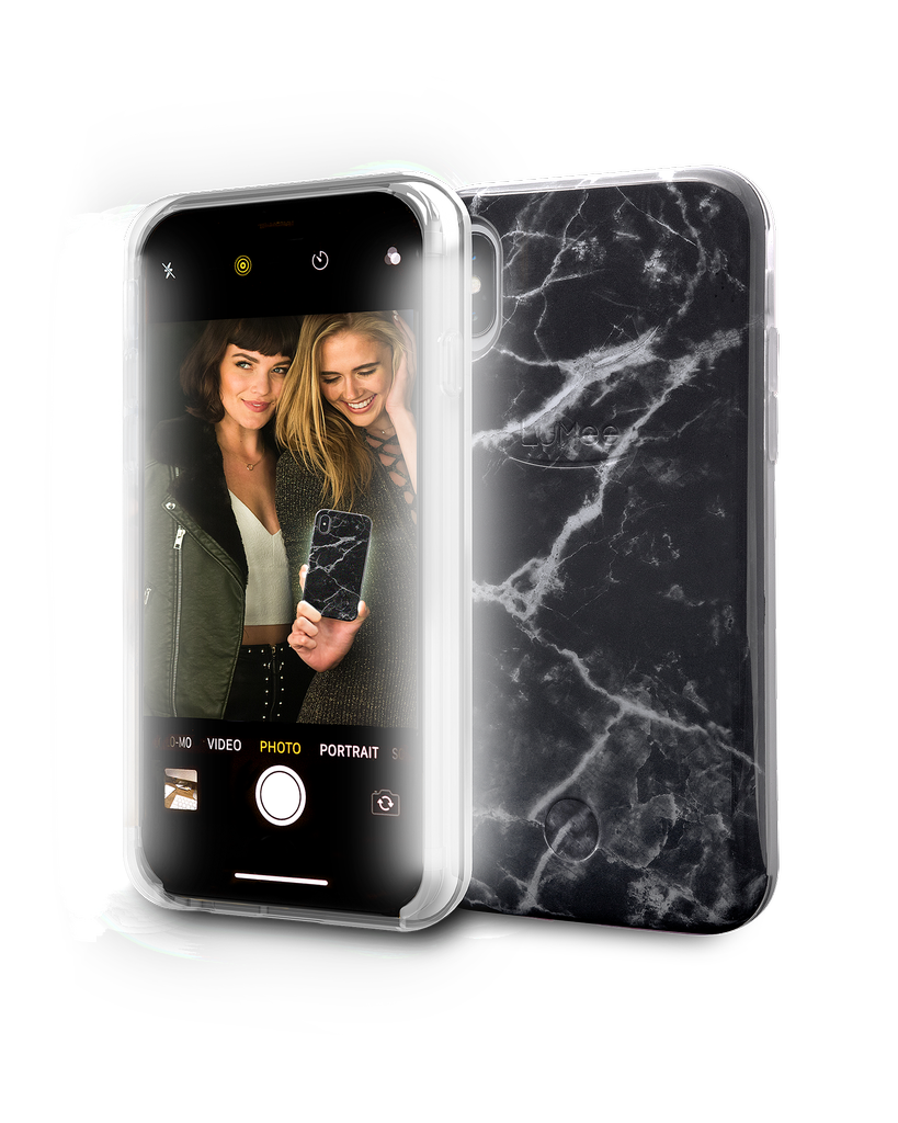 LuMee Selfie Light Case for Phone X/Xs - Black Marble