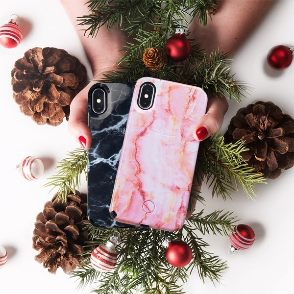 LuMee Selfie Light Case for Phone X/Xs - Black Marble