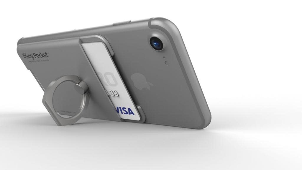 iRing Pocket Card Holder / Portable Stand - Silver