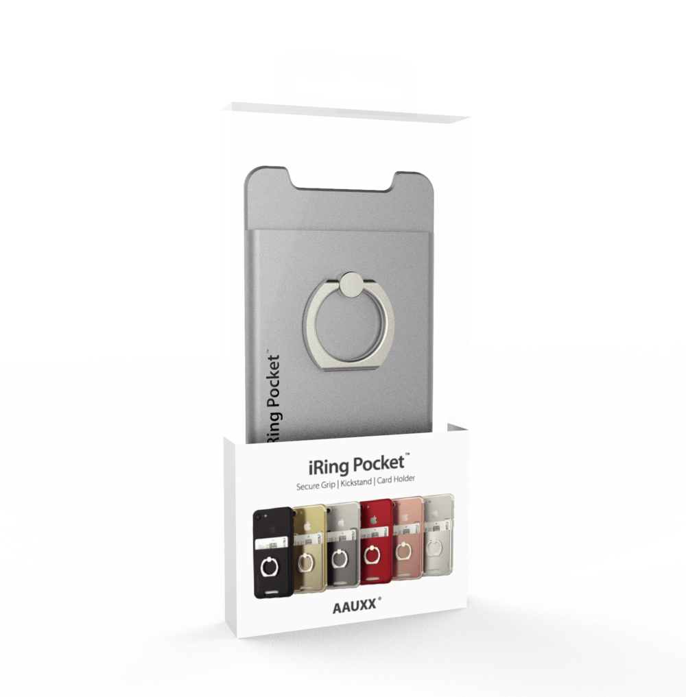 iRing Pocket Card Holder / Portable Stand - Silver