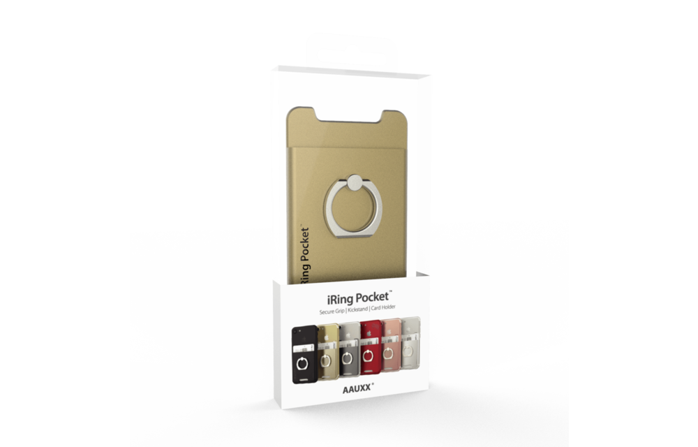 iRing Pocket Card Holder / Portable Stand - Gold