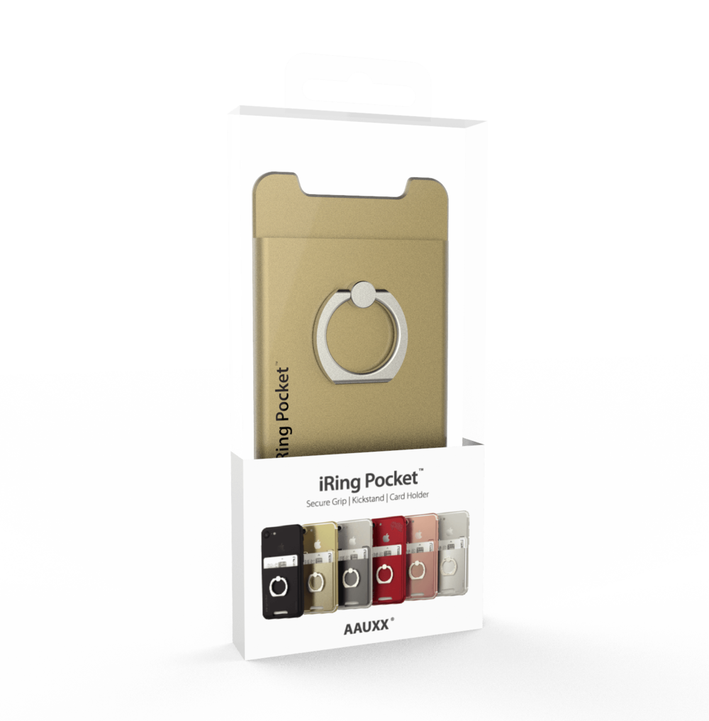 iRing Pocket Card Holder / Portable Stand - Gold
