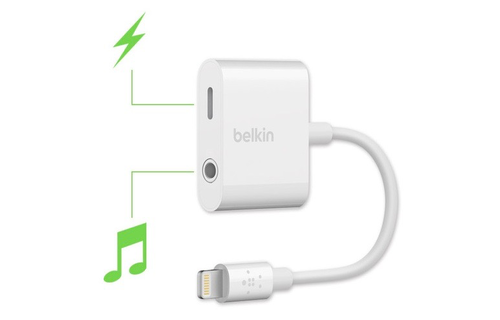 Belkin Rockstar 3.5mm Audio + Lightning Connector Charge Adapter