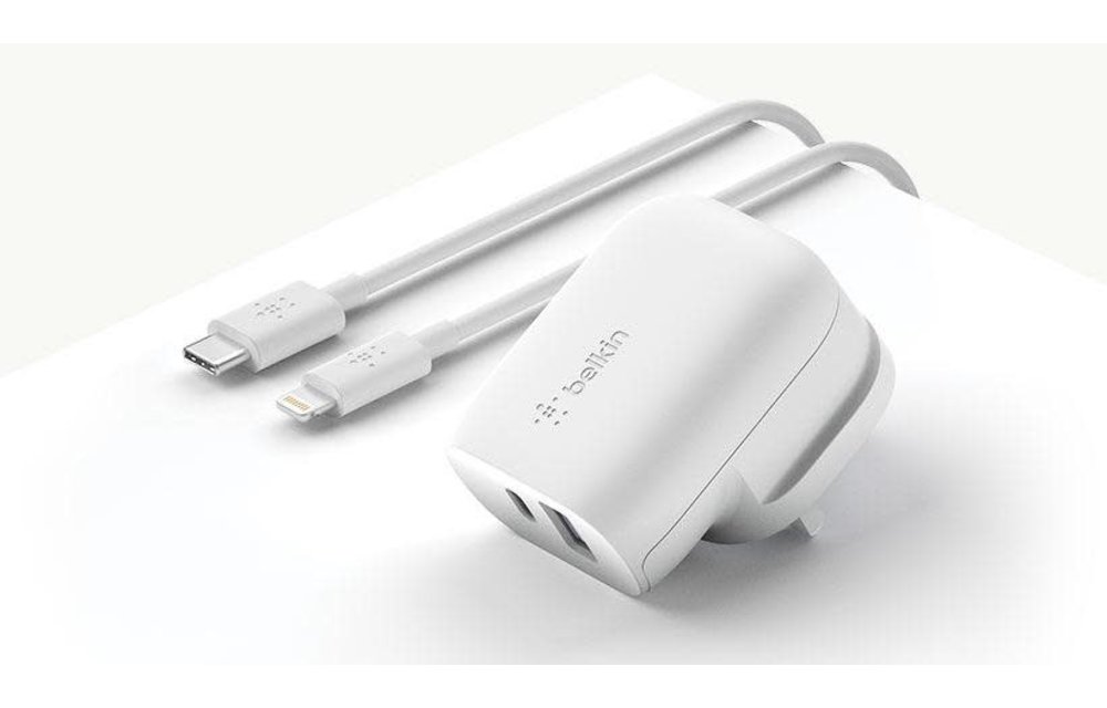 Belkin Boost Up Home Charger 2-Ports 30W (18W USB-C + 12W USB-A) - White