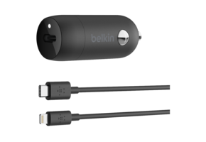 Belkin Boost Up Car Charger 20W PD + Type C to Apple Lightning Cable 4ft/1.2m - Black