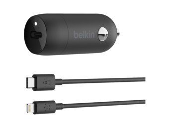 Belkin Boost Up Car Charger 20W PD + Type C to Apple Lightning Cable 4ft/1.2m - Black