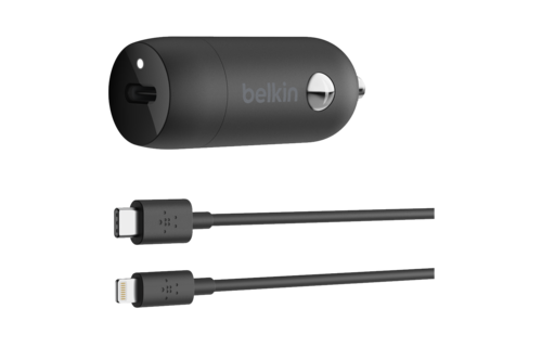 Belkin Boost Up Car Charger 20W PD + Type C to Apple Lightning Cable 4ft/1.2m - Black