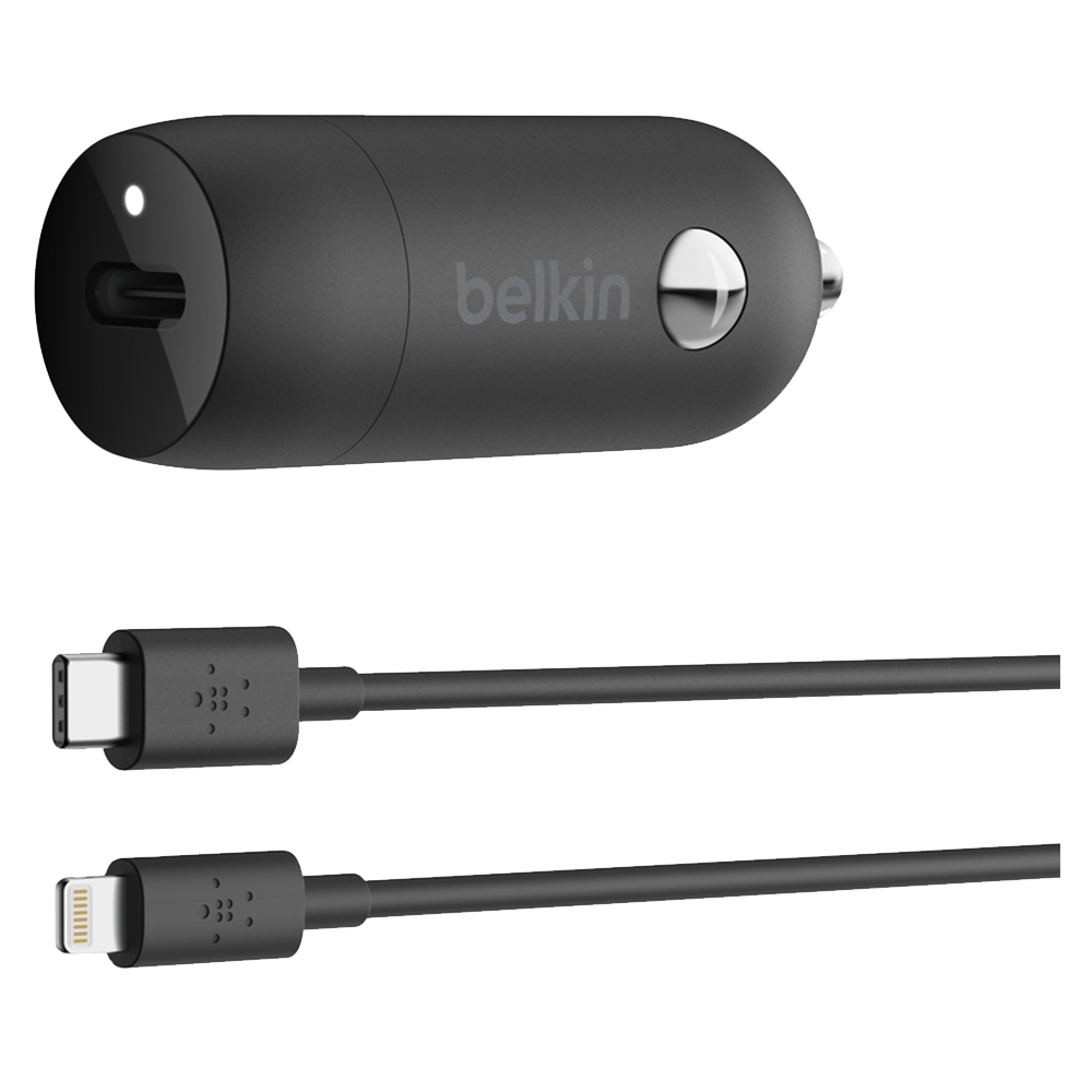 Belkin Boost Up Car Charger 20W PD + Type C to Apple Lightning Cable 4ft/1.2m - Black
