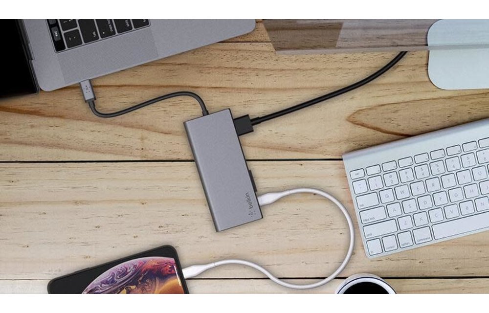 Belkin USB-C Multimedia Hub HDMI + Ethernet, POWER - Space Gray