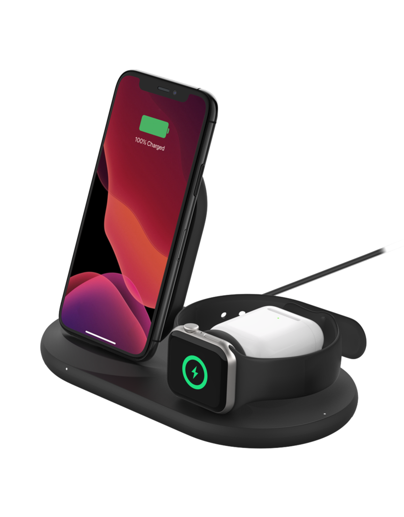 BELKIN Belkin Boot Charge 3-in-1 Wireless Charger for Apple Devices - Black