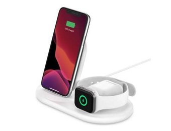 Belkin Boot Charge 3-in-1 Wireless Charger for Apple Devices - White