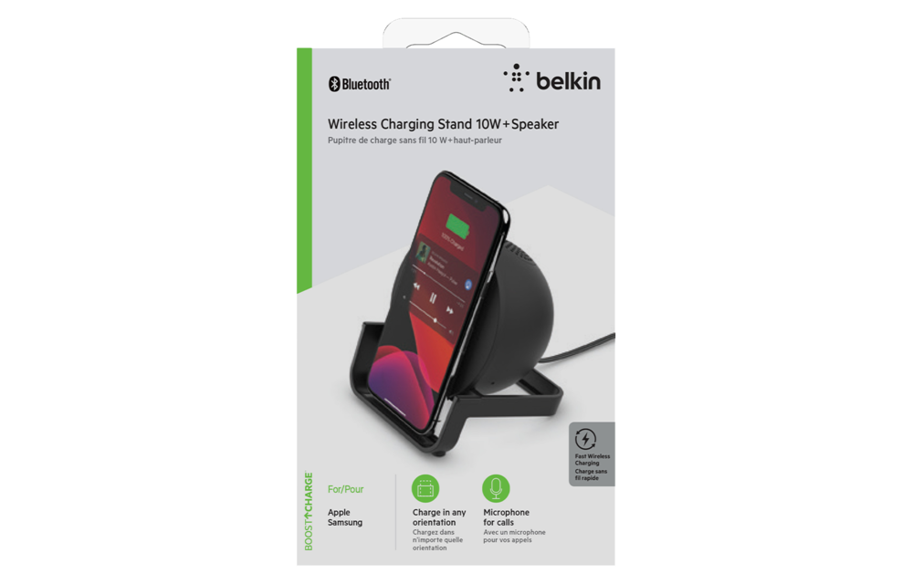 Belkin Boost Up Charge Wireless Charging Stand 10W with Bluetooth Speaker - Black
