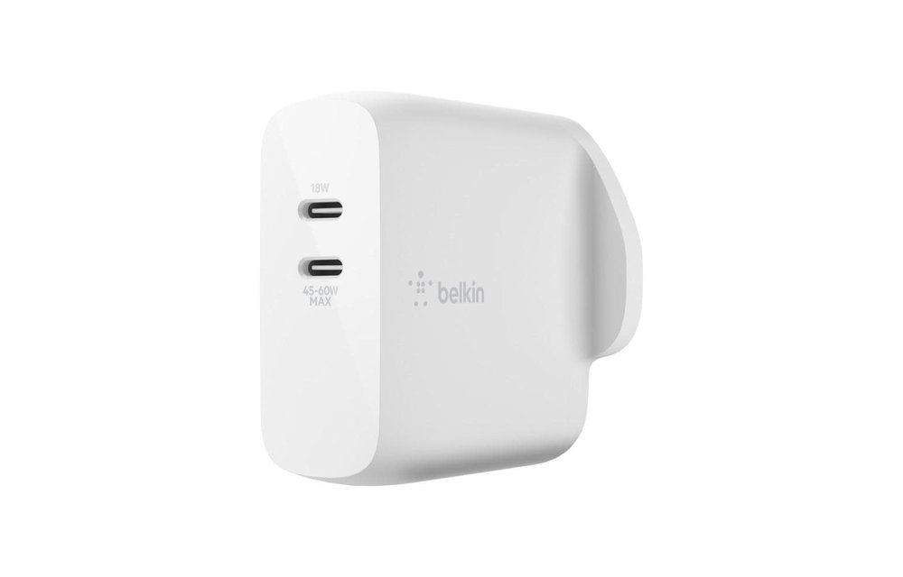 Belkin Boost Dual USB-C PD Gan Wall Charger 63W ,45C/18C - White